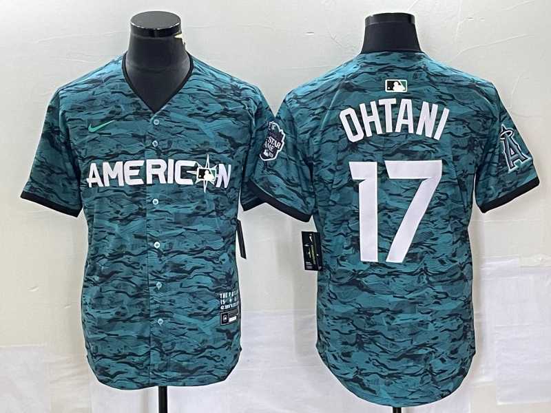 Men%27s Los Angeles Angels #17 Shohei Ohtani Teal 2023 All Star Cool Base Stitched Jersey1